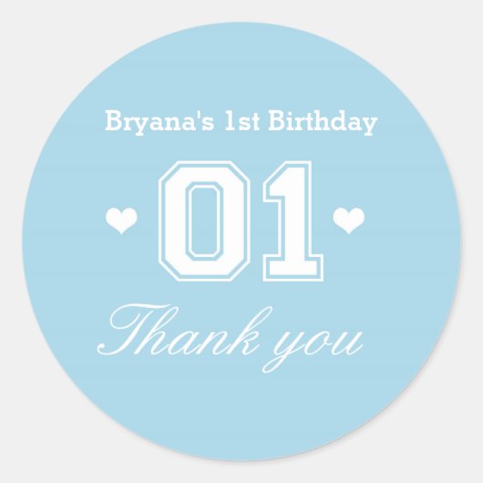 Blue Athletic 01 1er Stickers Baby shower d'annive (Devant)