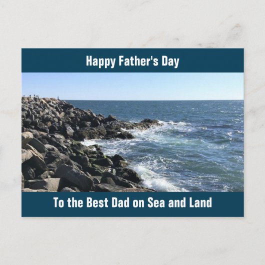 Blue Atlantic Ocean Wavy Rocky Seashore Briefkaart (Voorkant)