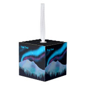 Blue Aurora Kubus Ornament (Achter hoekig)