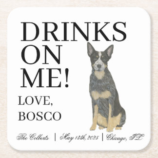 Blue Australian Cattledog Heller Hond Huwelijk Vierkante Kartonnen Onderzetter