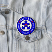 Blue Autism Awareness Button Pin (In situ)