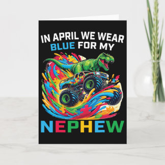 Blue Autism Awareness Nephew T Rex Monster Truck D Kaart