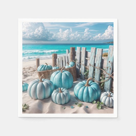 Blue Autumn Beach Pumpkins Servet (Voorkant)