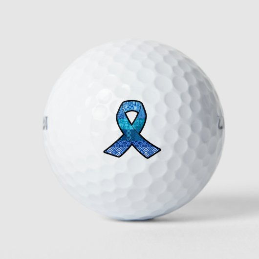Blue Awareness Retro Ribbon Golfballen (Voorkant)