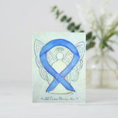 Blue Awareness Ribbon Angel Art Custom Briefkaart (Staand voorkant)