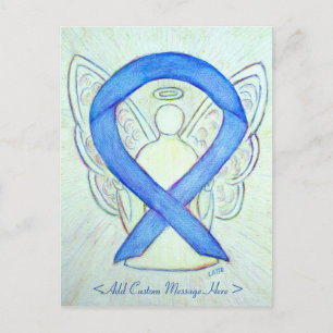 Blue Awareness Ribbon Angel Art Custom Briefkaart