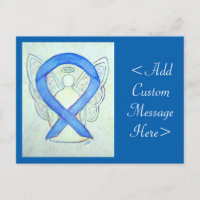 Blue Awareness Ribbon Angel Custom Art Briefkaart