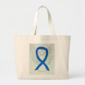Blue Awareness Ribbon Angel Custom Canvas tas (Voorkant)