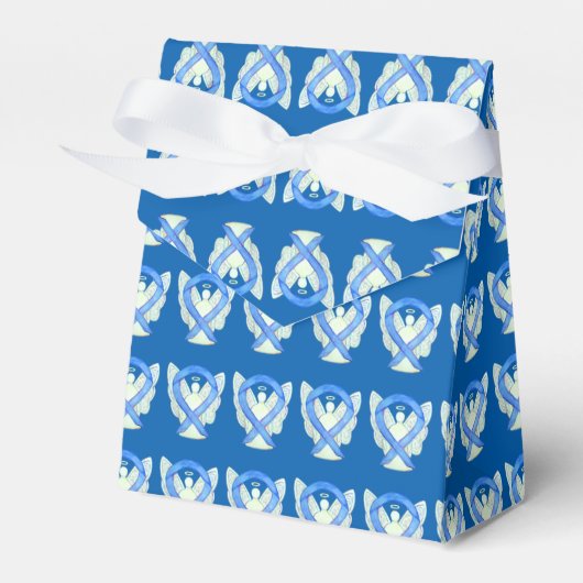 Blue Awareness Ribbon Angel Custom Party Favor Box Bedankdoosjes (Voorkant Zijde)
