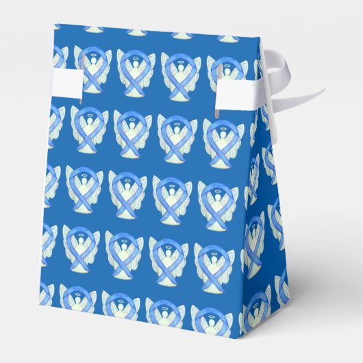 Blue Awareness Ribbon Angel Custom Party Favor Box Bedankdoosjes (Achterkant)