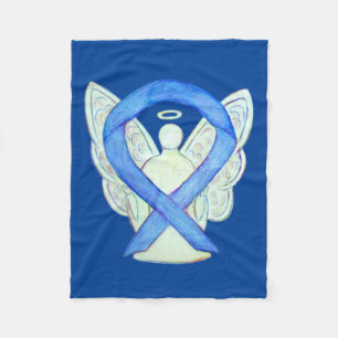 Blue Awareness Ribbon Angel Custom Soft Blanket Fleece Deken