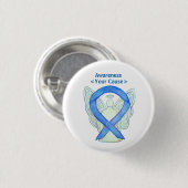 Blue Awareness Ribbon Angel Gepersonaliseerd Butto Ronde Button 3,2 Cm (Voorkant /achterkant)
