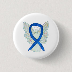 Blue Awareness Ribbon Angel Gepersonaliseerd Butto Ronde Button 3,2 Cm