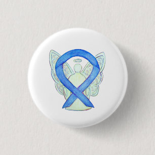 Blue Awareness Ribbon Angel Gepersonaliseerd Butto Ronde Button 3,2 Cm
