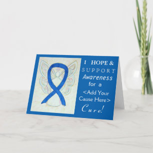 Blue Awareness Ribbon Angel - Kaarten voor aangepa
