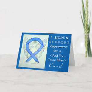 Blue Awareness Ribbon Angel - Kaarten voor aangepa
