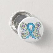 Blue Awareness Ribbon Butterfly Custom Art Buttonn Ronde Button 3,2 Cm (Voorkant /achterkant)