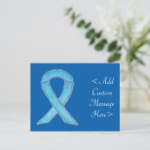 Blue Awareness Ribbon Custom Briefkaart (Staand voorkant)