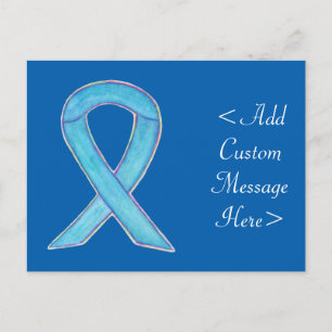 Blue Awareness Ribbon Custom Briefkaart