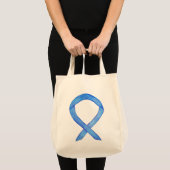 Blue Awareness Ribbon Custom Canvas tas (Voorkant (product))