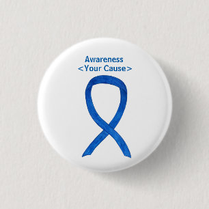 Blue Awareness Ribbon Custom Message Button Pins