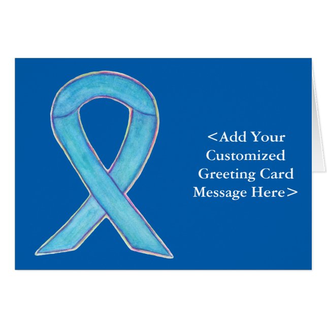 Blue Awareness Ribbon Custom Note-kaarten (Voorkant Horizontaal)