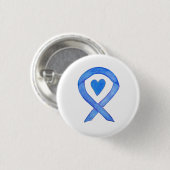 Blue Awareness Ribbon Heart Custom Button Pins (Voorkant /achterkant)