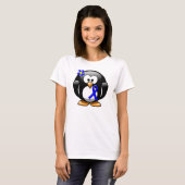 Blue Awareness Ribbon Penguin T-shirt (Voorkant volledig)