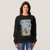 Blue Axolotl With Orange Ribbon For Leukemia Aware Trui (Voorkant volledig)