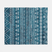 Blue Aztec Tribal Geometric Pattern Fleece Deken (Voorkant (Horizontaal))
