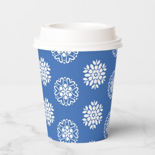 Blue Azure Mediterranean Tiles Pattern Papieren Bekers (Achterkant)