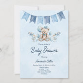 Blue Baby Beer & Balloons Baby shower Kaart (Voorkant)