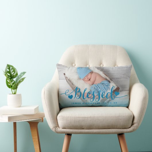 Blue Baby Birth Photo Keepomwille Pillow Kussen (Stoel)
