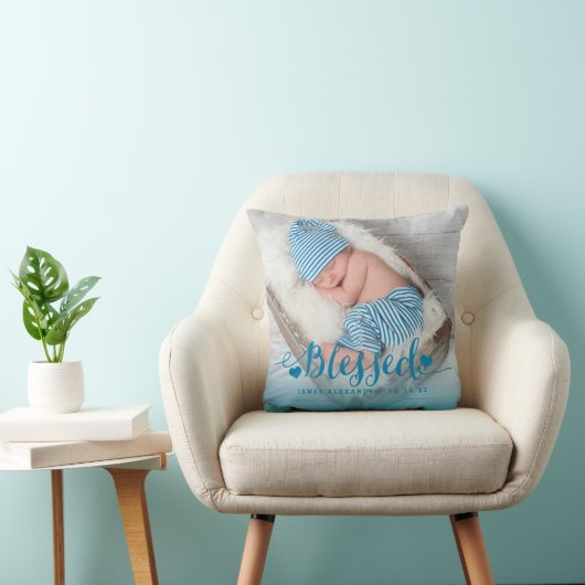 Blue Baby Birth Photo Keepomwille Sierkussen (Stoel)