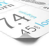 Blue Baby Birth Stat Sign met voetafdruk Poster (Hoek)