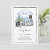 Blue Baby Bloom Douche Uitnodiging (Staand voorkant)