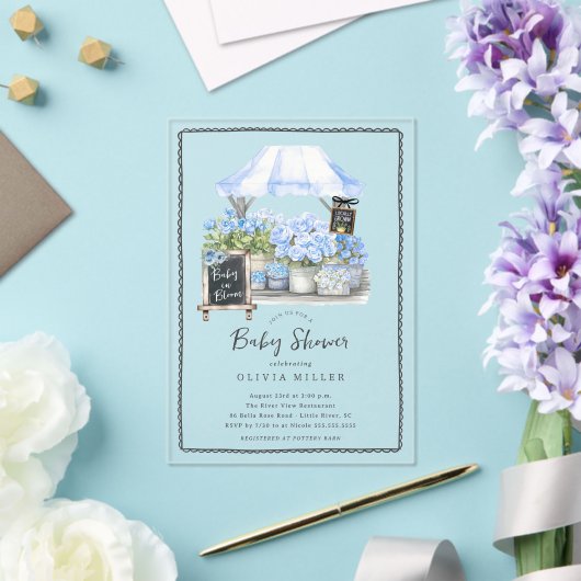 Blue Baby Bloom Douche Uitnodiging Acryl Uitnodigingen (Insitu (Huwelijk))