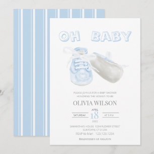 Blue Baby Bootie Waterverf Baby shower Kaart
