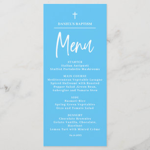 Blue Baby Boy 4x9 Baptism-menukaart Menu