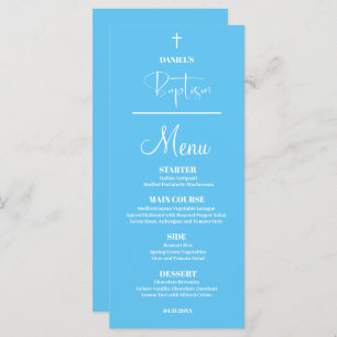Blue Baby Boy 4x9 Baptism-menukaart Menu