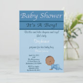 Blue Baby Boy Baby shower Uitnodiging (Staand voorkant)