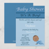 Blue Baby Boy Baby shower Uitnodiging (Voorkant / Achterkant)