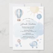 Blue Baby Boy Baby shower Uitnodiging (Voorkant)