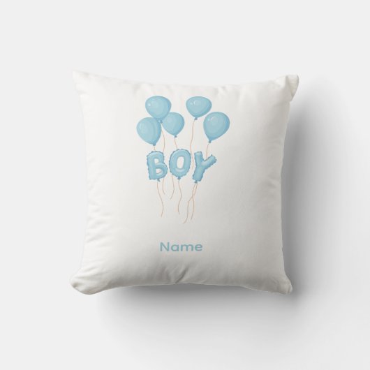 Blue Baby Boy Balloon Celebration Kussen (Voorkant)