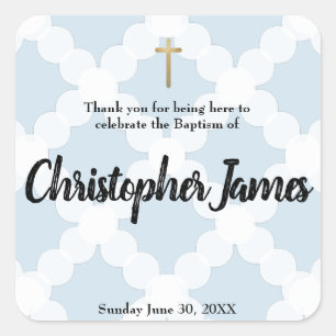Blue Baby Boy Baptism Christening Bedankt Vierkante Sticker