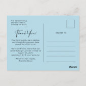 Blue Baby Boy Bedankt Briefkaart met foto (Achterkant)