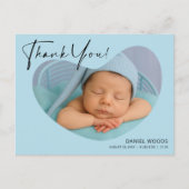 Blue Baby Boy Bedankt Briefkaart met foto (Voorkant)