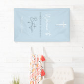 Blue Baby Boy Calligraphy Baptism Welcome Sign Spandoek (Insitu)