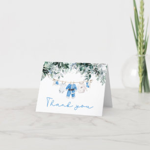 Blue Baby Boy Christmas Santa Baby Baby shower Bedankkaart