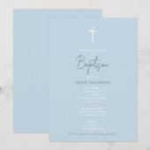 Blue Baby Boy Hand Geschreven Manuscript Baptisme Kaart (Voorkant / Achterkant)